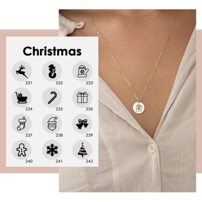 China Personalized Environmental Friendly Polish Disc Charm With Christmas Series Picture Designer Lock Necklace For Women Stainless Steel for sale