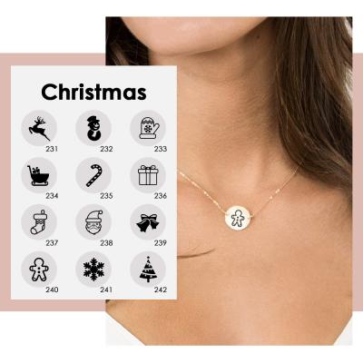 China Environmental Friendly Simplicity Stainless Steel Wafer Engraved Santa Claus Christmas Product Image Necklace For Ladies Girls for sale