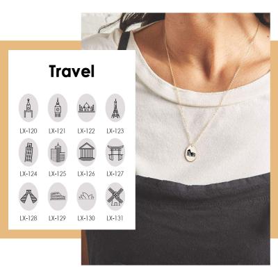 China Custom Romantic Famous Buildings Enviroment Friendly Oval Pendant Necklace For Women Girls Best Friend Travel Memorial for sale