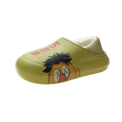 China Fashion trend new design 2021 winter shoes women's fashion colorful slides warm indoor slippers men's cartoon style sandals wholesale for sale