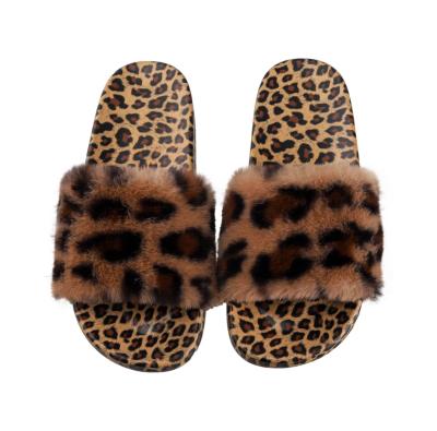 China Women's Faux Fur Slide Flat Sandals Anti-Slippery Plush Open Toe Slipper Soft Cozy Plush Indoor Slip On Shoes for sale