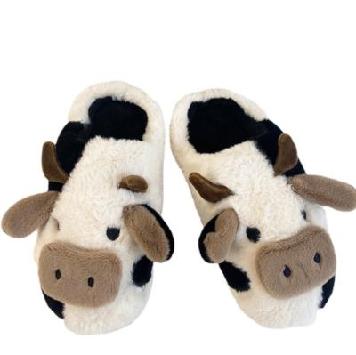 China Winter Household Thermal Cow Shaped Warm Fluffy Slippers Slippers for sale