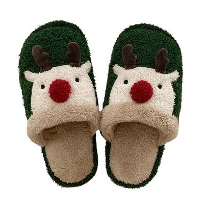 China Fashion Trend Winter Indoor Warm Shoes For Women Christmas Cartoon Style Reindeer Slips Slippers for sale