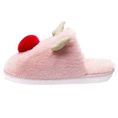 China Fashion Trend Christmas Cartoon Style Reindeer Shoes For Women Men Winter Fashion Indoor Warm Non-slip Slides Slippers for sale