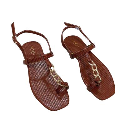 China Fashion Trend Summer Sandals For Women Comfortable T-Strap Flat Gladiator Beach Sandal Shoes for sale