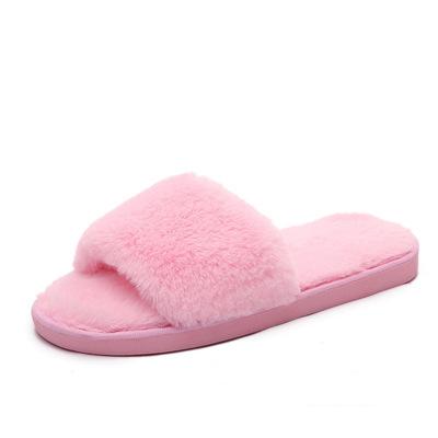 China 2021 Fashion Trend Furry Indoor Casual Slippers for Women Soft Plush Slippers Girls Sandals for sale