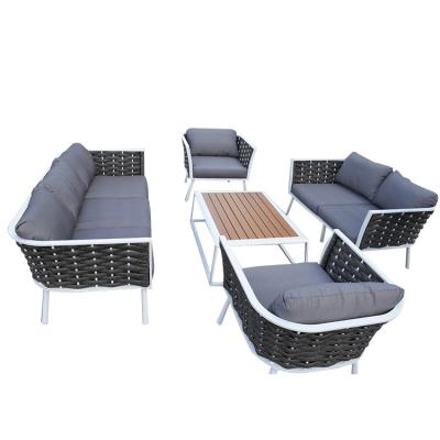 China Eco-freindly outdoor garden furniture leisure furniture design rope wood woven two seater hotel patio sofa for sale