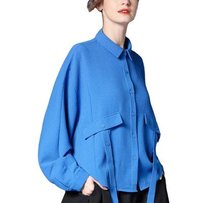 China Anti-pilling Spring Fashion Shirts For Women's Loose Casual Waffle Cotton Shirts Female Solid Color Customized for sale