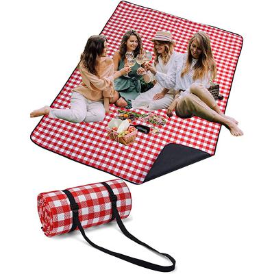 China Customized Portable Lightweight High Quality Beach Camping Foldable 100% Cotton Size Camping Roll Up Picnic Mat Blanket for sale