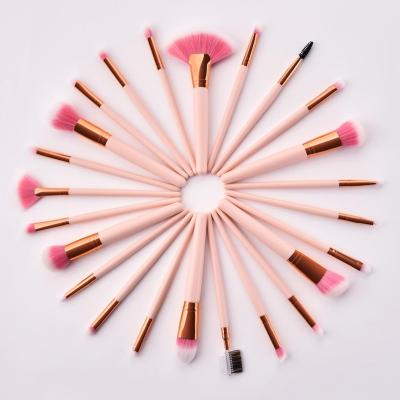 China Fan Brush OEM Synthetic Pink Hair 24pcs Makeup Brush Set for sale