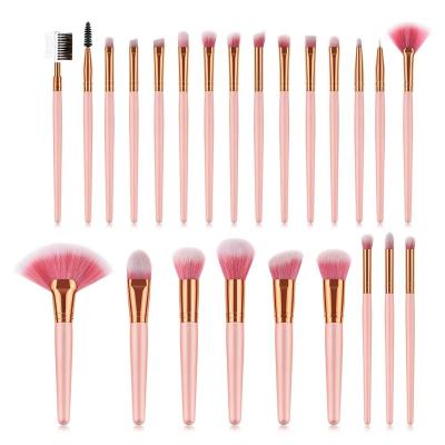 China Pink Fan Brush 24pcs Makeup Brush Set with Pink Bristle and Pink Handle for sale