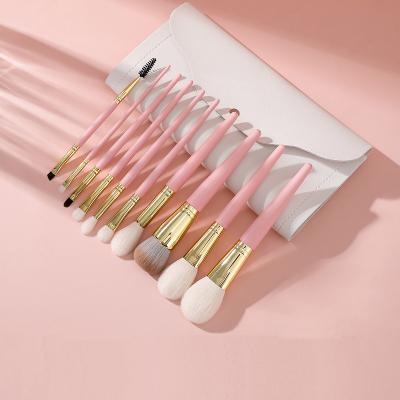 China Angular Blush Custom 10 Pcs New Arrival Pink Color Goat Hair Makeup Brush Set for sale