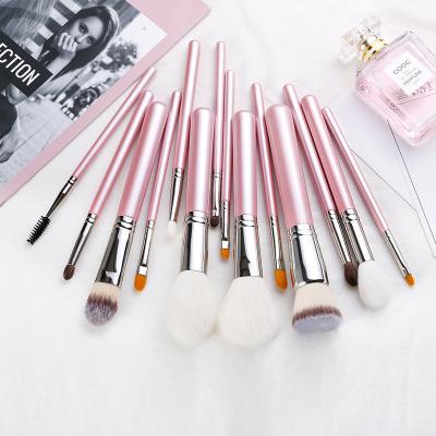 China Angular Blush High Quality Custom 14 Pcs Color New Arrival Goat Hair Pink Makeup Brush Set for sale