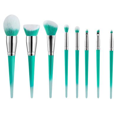 China Fan Brush 8pcs Makeup Brush Set with Green Hair and Green Handle for sale