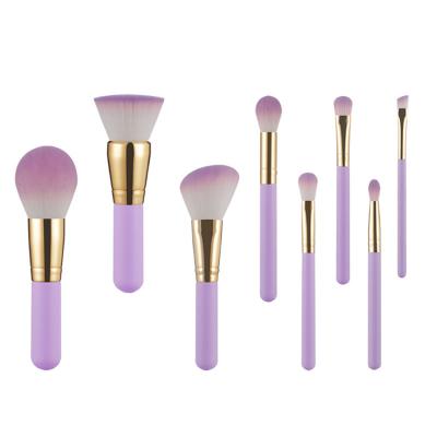 China Smudge Brush 8pcs Purple Handle Hair Makeup Brush Set for sale