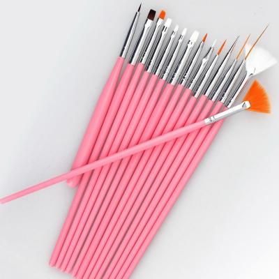 China Nail Art Brush 15 Pcs Nail Art Brush Set Pink for sale