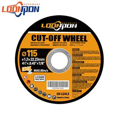 China LOONPON 4.5inch Zirconia Carved Wheel Resin Cutting Wheel Metal Stainless Steel Cutting Disc For Angle Grinder for sale