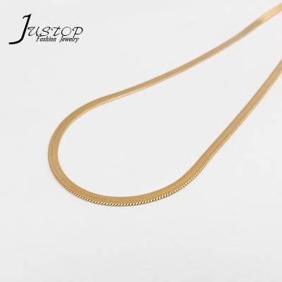 China Unleaded ; Nickel Free Gold Fashion Snake Chain Necklace Hip Hop Jewelry Stainless Steel Flat Snake Chain For Women Men for sale