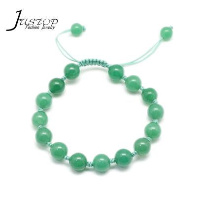 China Fashion Environmental Friendly Jewelry Natural Stone Green Jade Beads Wax Rope Bracelet for sale