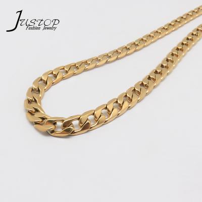 China Custom High Quality Stainless Steel Designer Fashion Jewelry 18k Gold Plated Cuban Link Necklace 12mm Chain for sale