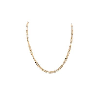 China Environmental Friendly Stainless Steel Jewelry Plain 18K Gold Plated Paper Clip Link Rectangle Chain Necklaces for sale