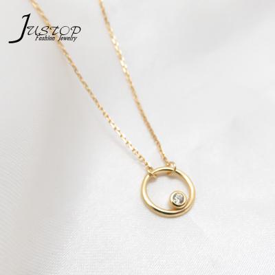 China Custom 925 Zircon Stone Necklace Sterling Silver Crystal Pendant Chain Necklaces Lead Free Nickel Free 18k Gold Plated Jewelry For Women for sale