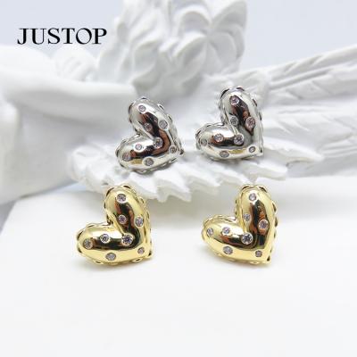 China Wholesale Custom Jewelry Stud Earring Set Lead Free Nickel Free Gold Plated Brass Minimalist Earrings Stud Heart Shape For Women Accessories for sale