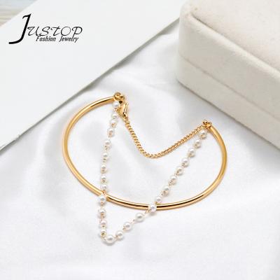 China Shell Pearl Chain Bracelet Classic Environmentally Friendly Fashion Stainless Steel Gold Color Bracelet for sale