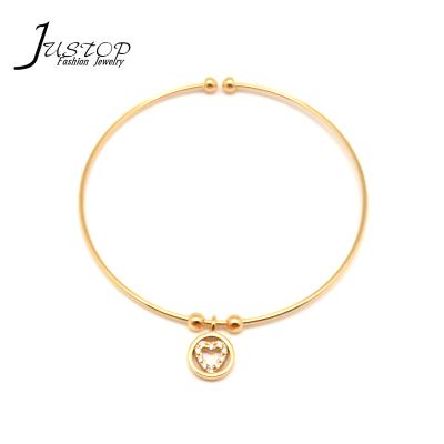 China Fashion Jewelry Design Environmentally Friendly Wholesale Open Open Gold Plated Bracelet True With Heart for sale