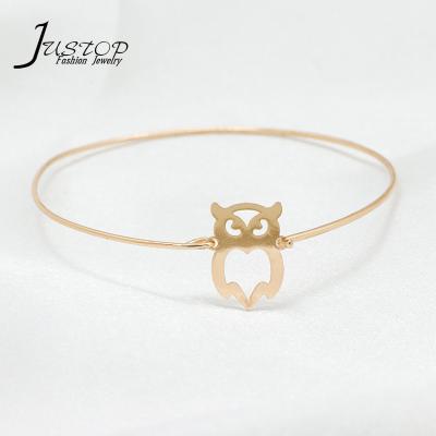 China Lovely Environmental Friendly Wholesale Owl Bracelets Women Jewelry Gold Plated Cute Animals Bangle Bracelet for sale