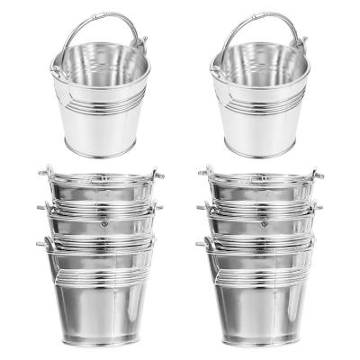 China 10Pcs Mini Snack Bucket Party Candy Viable Storage Cookie Bucket Packing Silver for sale