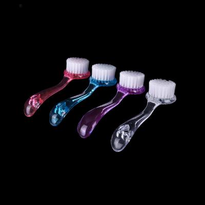 China 1pc Sustainable Plastic Non-Electric Cleaning Brush Exfoliating Brush Facial Face Detergent Washing Cleaning Soft Bristle Brush Scrub for sale