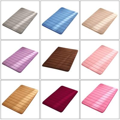 China Sustainable Home Bath Mat Coral Fleece Bathroom Carpet Water Absorption Non-slip Memory Foam Cover Toilet Floor Absorbent Washable Mat for sale