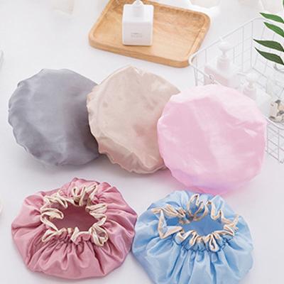 China Beanie Hair Bonnet Waterproof Shampoo Satin Shower Cap Pleated Multiple Showe Bathroom Women Bath Accessories Set Dustproof U3 for sale