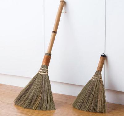 China Environmentally Friendly Wooden Broom Hair Fur Floor Household Floor Cleaning Tools Manual Archaize Sweeper Straw Manual Soft Sweeping Broom for sale