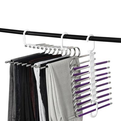 China Transitional Multifunctional Pants Hanger For Clothes Rack Cabinet Organizer Adjustable Pants Storage Shelf Wardrobe Trouser Hanger for sale