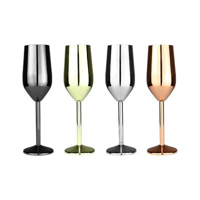 China Vintage Quality Unbreakable Metal Customized Customized Tumblers Beverage-ware Gold Color Stainless Steel Wine Glass 7oz Champagne Flutes for sale