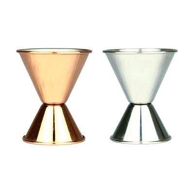 China Viable Customized Color Plated Stainless Steel Double-sides 20/40ml Cocktail Gin Wine Jigger Bartender Measuring Cup for sale