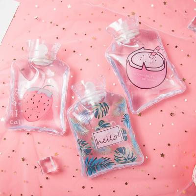 China Factory Wholesale Popular Mini Cute Warm Water Bag Filling PVC Hot Water Bag Cartoon Transparent Hand Warmer Bag for sale