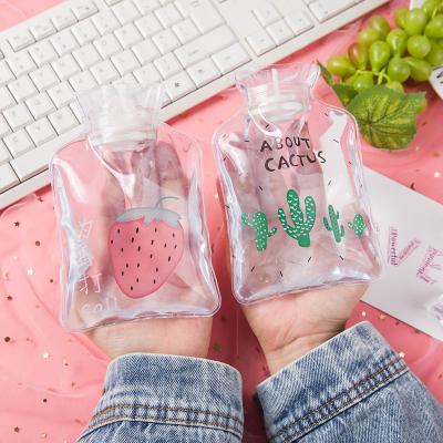 China Factory Wholesale Popular Mini Cute Warm Water Bag Filling PVC Hot Water Bag Cartoon Transparent Hand Warmer Bag for sale