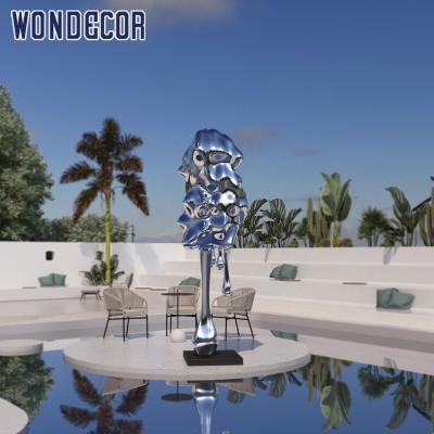 China Large Modern China Mirror Polished Abstract Stainless Steel Water Sculpture For Outdoor for sale