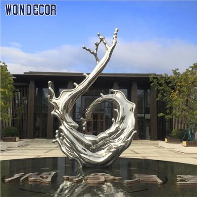 China China Large Outdoor Modern Metal Garden Sculpture Art Mirror Polished Water Wave Stainless Steel Abstract for sale