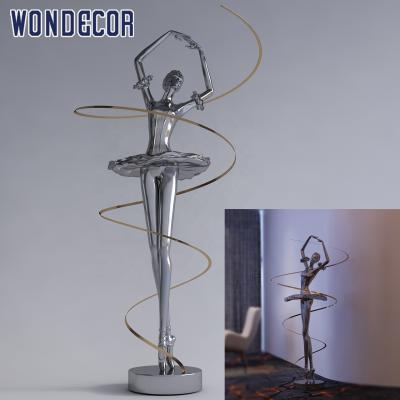 China Modern Art China Dancing Indoors Abstract Lady Stainless Steel Sculptures For Hotel Mall Store for sale