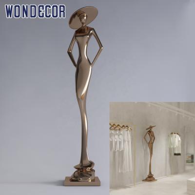 China Custom Abstract Contemporary Metal China Modern Art Women Stainless Steel Sculpture Sculpture For Hotel Mall Store for sale