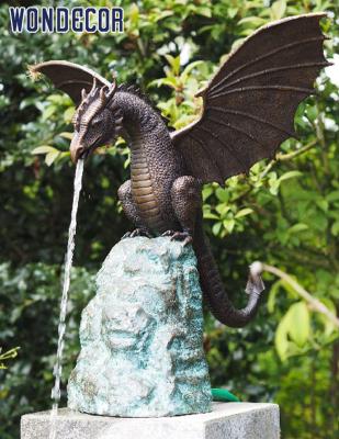 China China Wondecor 2021 Popular Outdoor Garden Decor Dragon Fountain Bronze On Rock Sculpture for sale