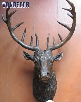 China China Modern Art Metal Wall Hanging Decor Bronze Brass Deer Sculpture Head Statue for sale