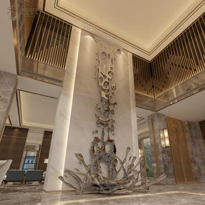 China Modern High Quality Europe Mirror Finish Hotel Decoration Abstrct Waterfall Wall Sculpture for sale