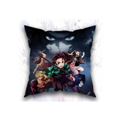 China Nondisposable Customized Cushion Pillow Stuffed Devils Slayer Printing Polyester Woven Square Throw Pillow for sale