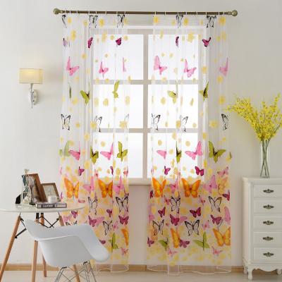 China Beautiful Insulated Warm Butterfly Printed Sheer Curtain Cortin Tulle Curtains For Living Room Decor Home Curtain for sale