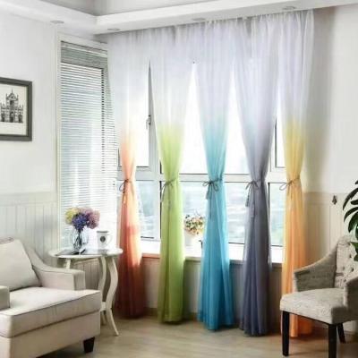 China Sheer Window Curtains Voile Blackout Blackout Gradient Curtain In Multicolor Sheer Curtains Blue Decorative Modern Living Room for sale